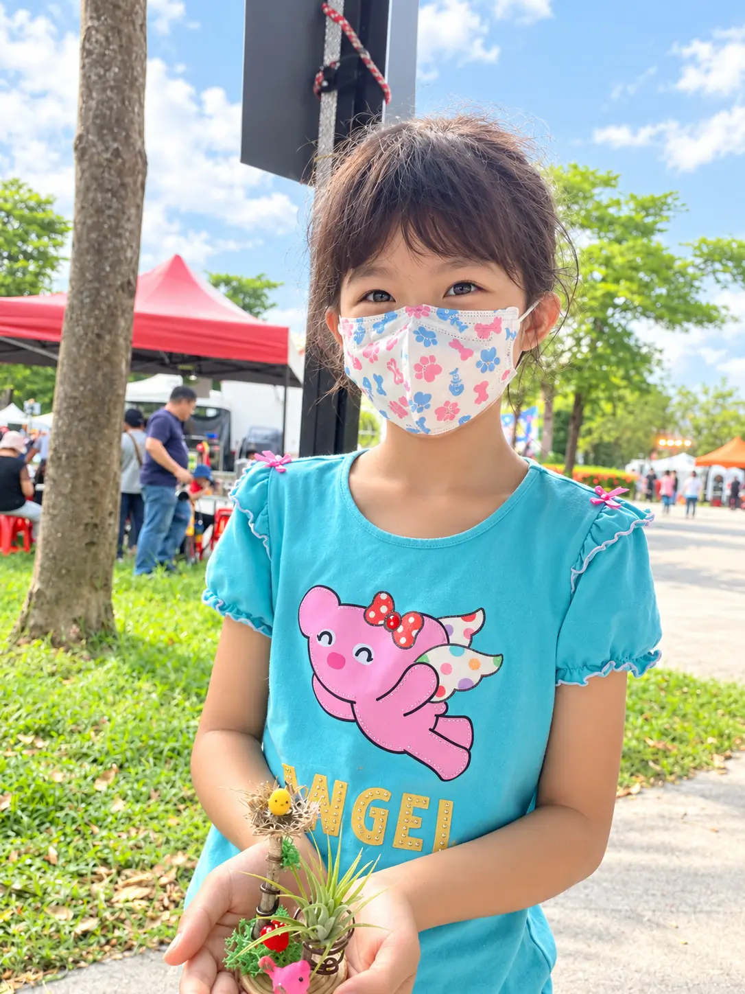 嘉義新港夏日Fun音樂手作課學員展示森林空鳳小樹小鳥巢作品，現場深獲家長帶圖五星好評推薦